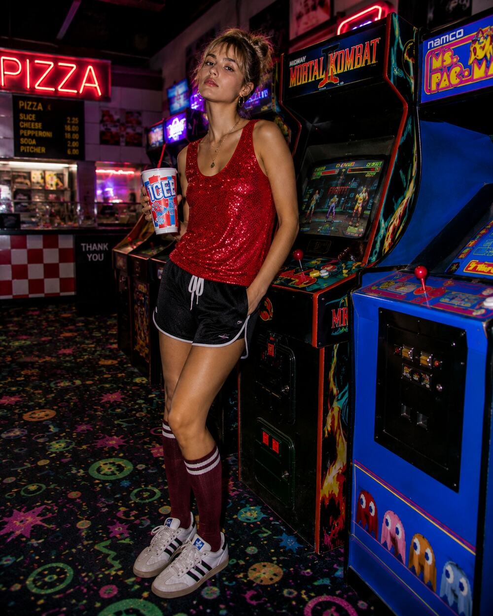 Red Sequin Sleeveless Tank Top Sparkle Holiday Party